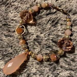 Two-tone Orange & Peach Faceted Glass Bracelet